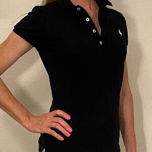Like New Women's Ralph Lauren Black Medium Slim Fit Golf Shirt